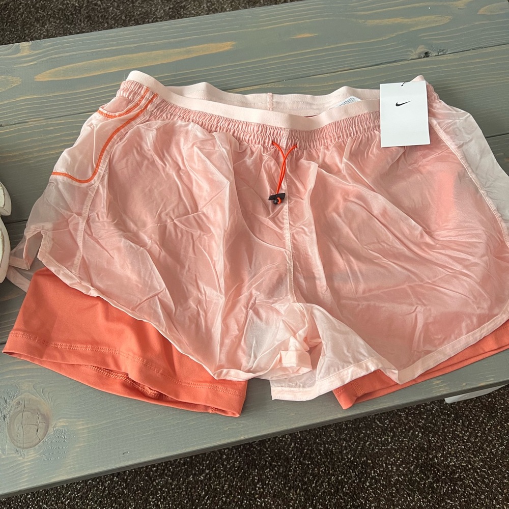 Nike Dual-Layer Pink and Orange Shorts